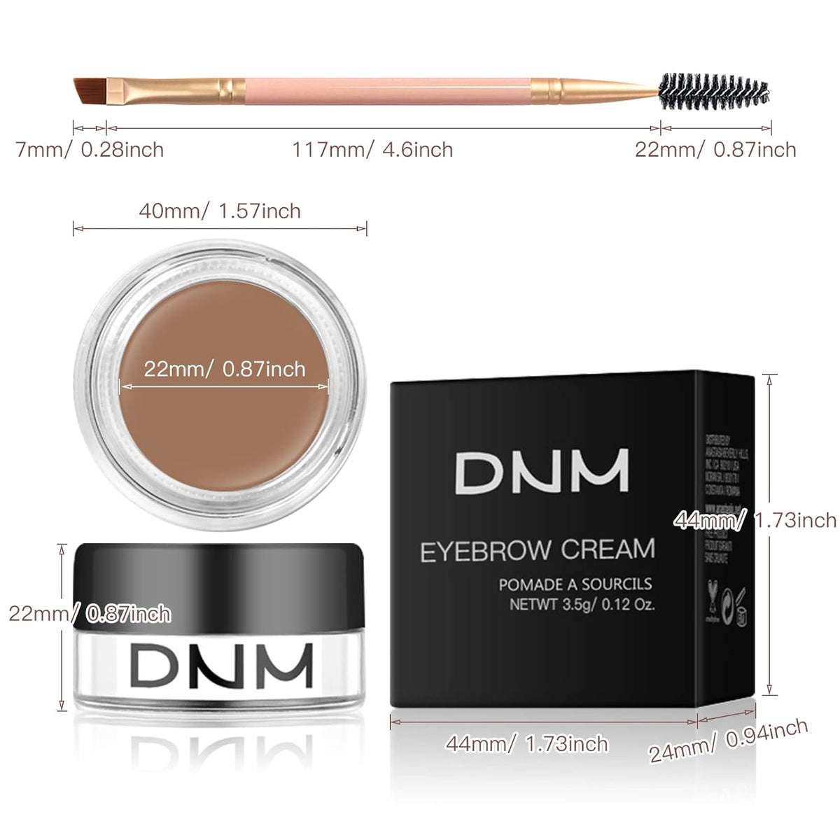 2Pcs Brow Pomade Set with Dual-ended Eyebrow Brush, High pigment Water proof Natural finish Eyebrow