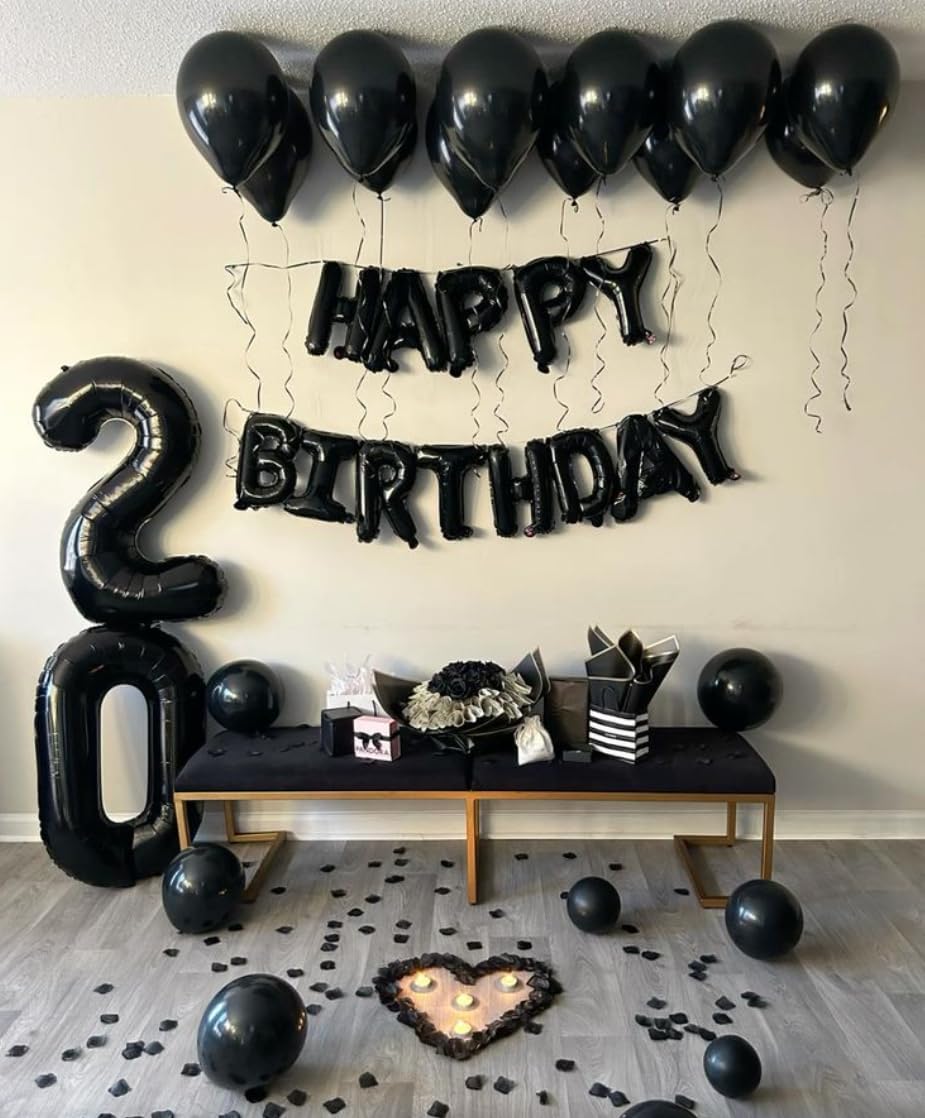 Black Number 7 Birthday Balloon 40 Inch, 7 17 27 70 77 Party Celebration Decorations Supplies