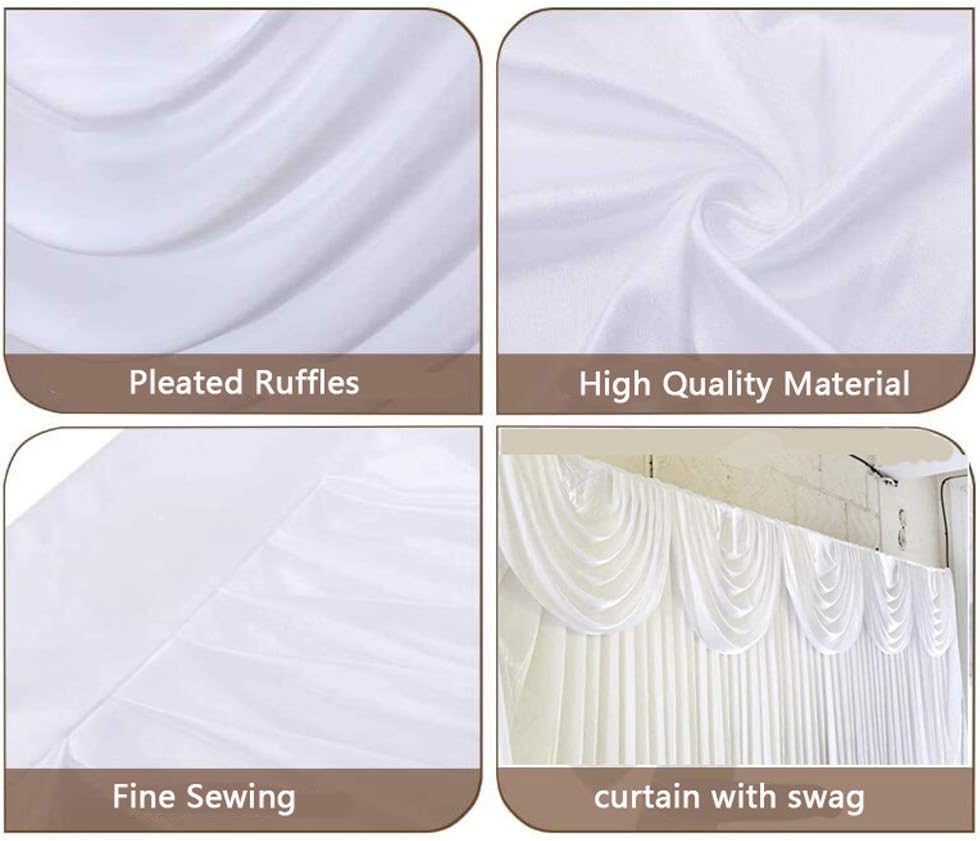 MYOYAY Luxury Ice Silk Backdrop Curtains 10x10ft Wedding Stage Backdrop Drapes Silk Fabric Curtain