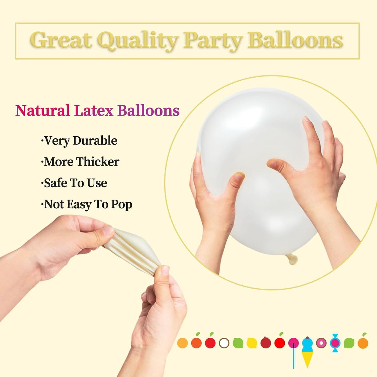 110pcs Pearl White Balloon 12 inch, Pearl white Latex Balloons for Birthday Party Baby Shower