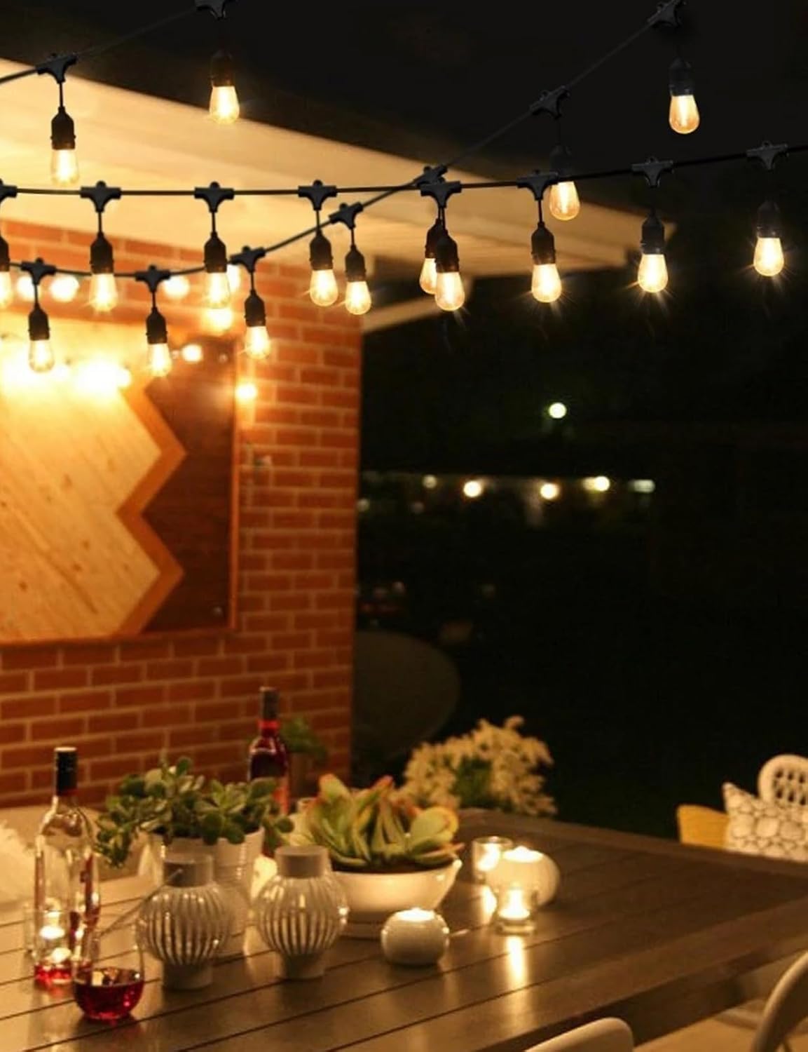 Svater Outdoor String Lights 200 FT, E26 Socket, 64pc S14 Shatterpoof Bulbs, 1 Watt Dimmable 2700K