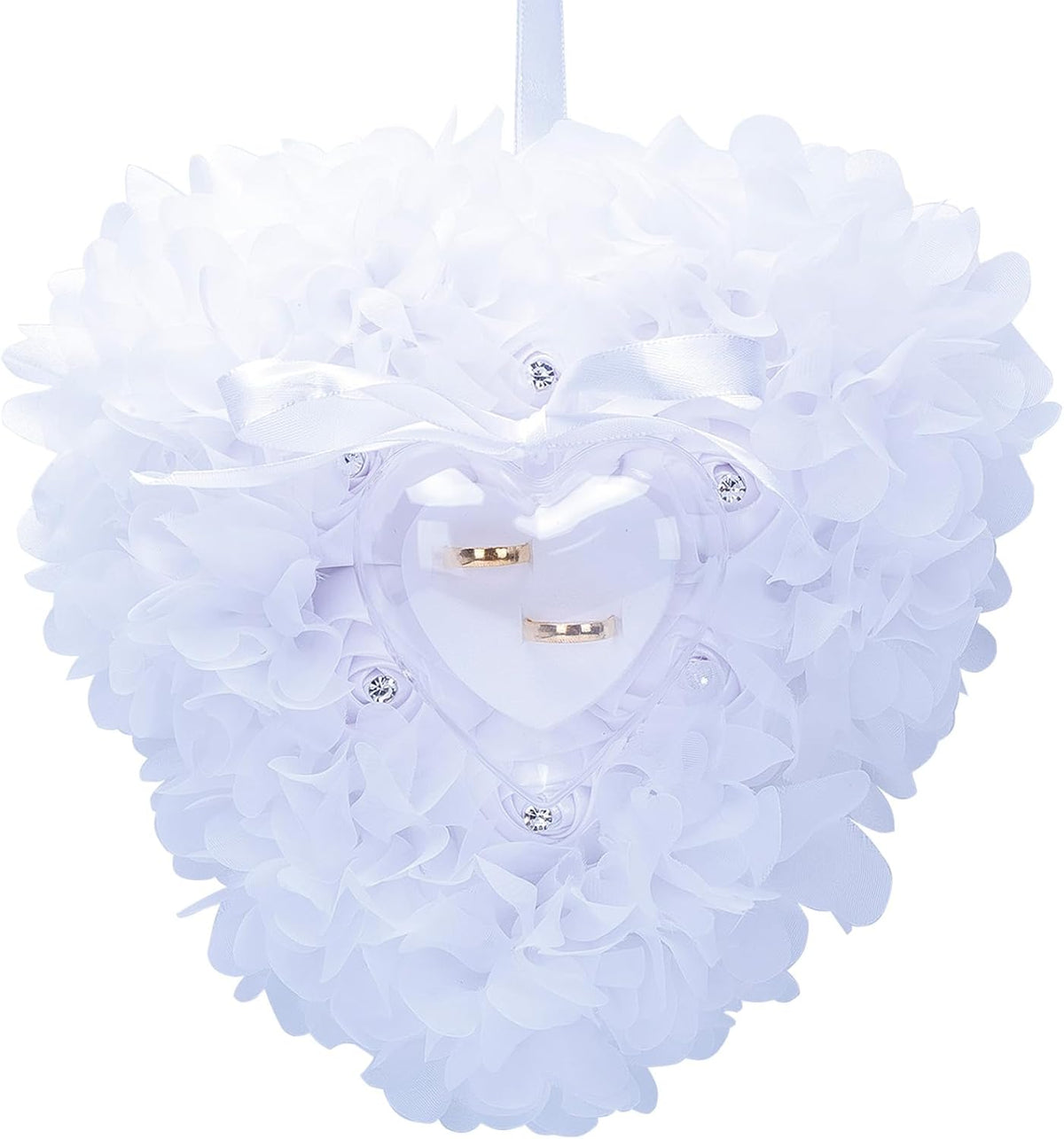 Ring Pillow is Designed with White Roses, Mozambique Diamond and Flowers. It is A Ring Bearer That
