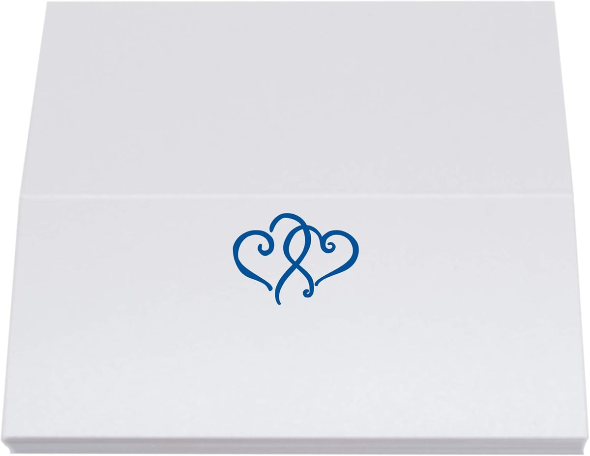 Linked Hearts Place Cards, Royal Blue (Choose Color), Set of 60, Pre-cut and Scored - Wedding