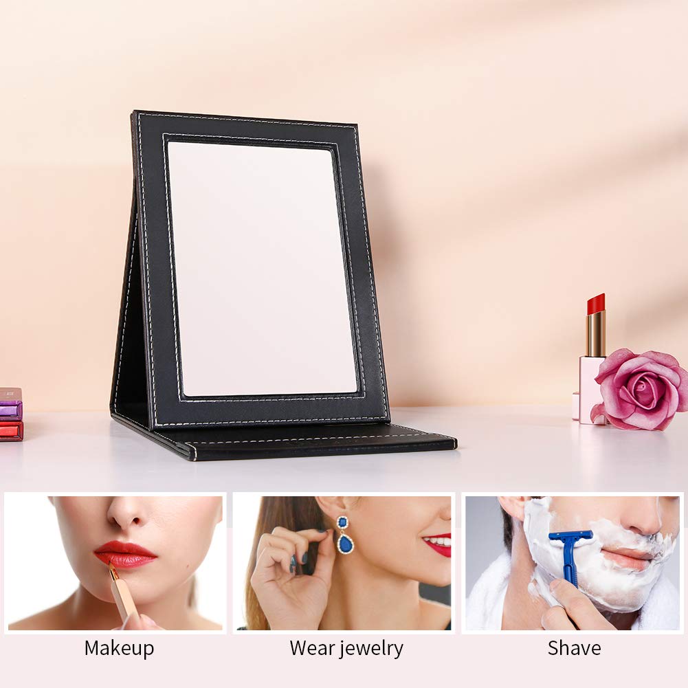 DUcare Folding Mirror Portable Travel PU Portable Adjustable Rectangular Ultrathin Vanity Mirror
