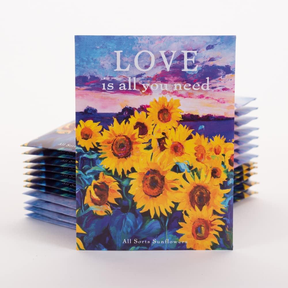 Love is All You Need - 25 Assorted Sunflower Packets for Planting, Helianthus Flower Seeds