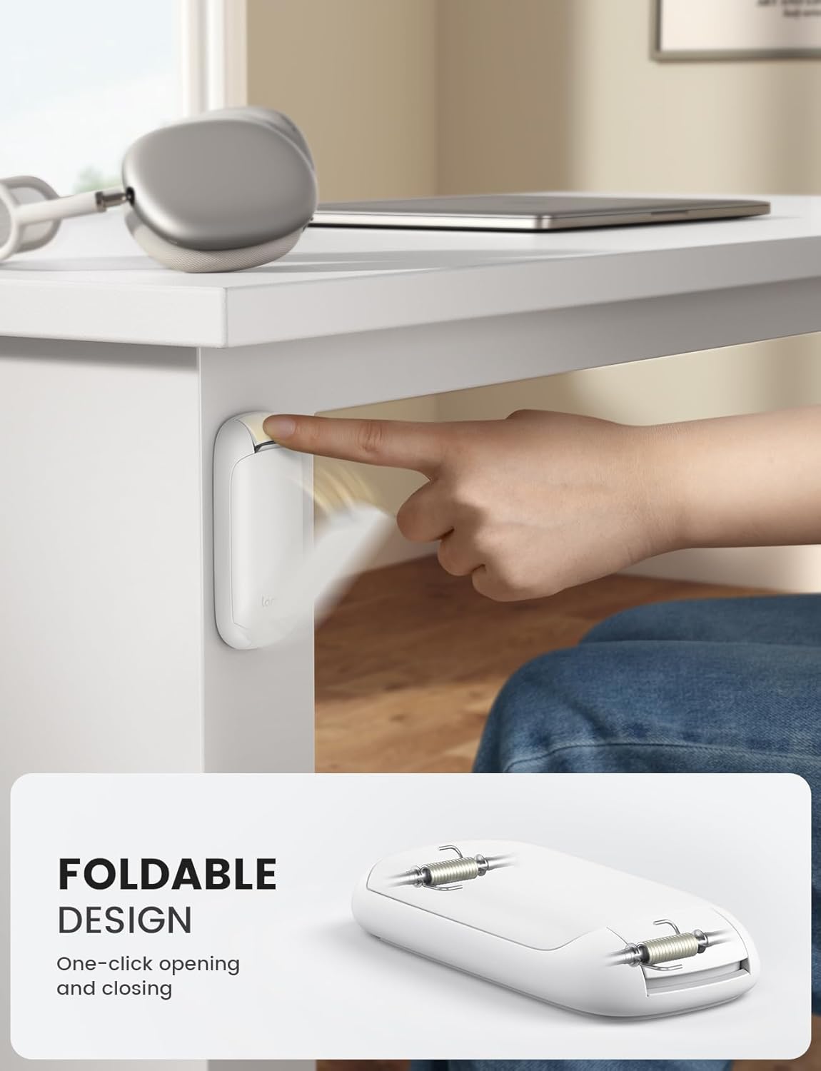 Lamicall Headphone Stand, Sticky Headset Holder - Foldable Headphone Holder Hook Mount, Adhesive