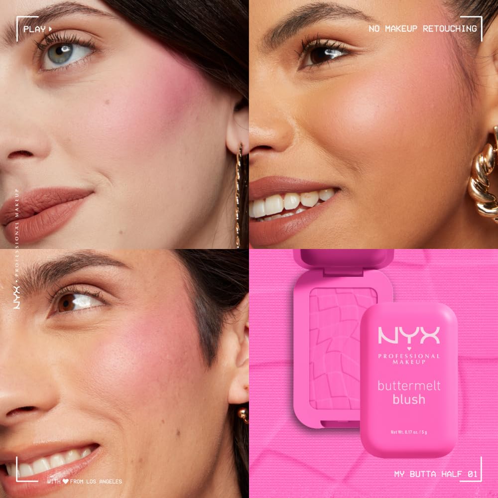 NYX PROFESSIONAL MAKEUP Buttermelt Powder Blush, Fade and Transfer-Resistant Blush, Up to 12HR Make