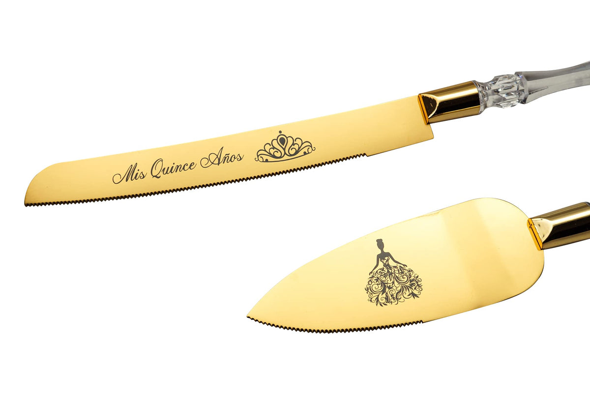 Lassos Boutique Mis Quince Años Quinceanera Cake Serving and Knife Set, Sweet 15 Birthday Cake