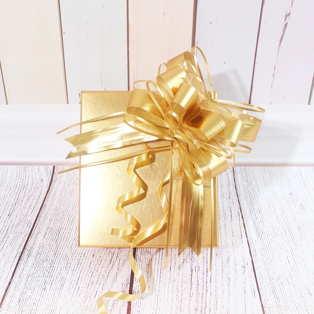 WEWILUCK Bows for Gift Wrapping, Gold Bows for Gifts, Presents, Gift Baskets, Large Bow for