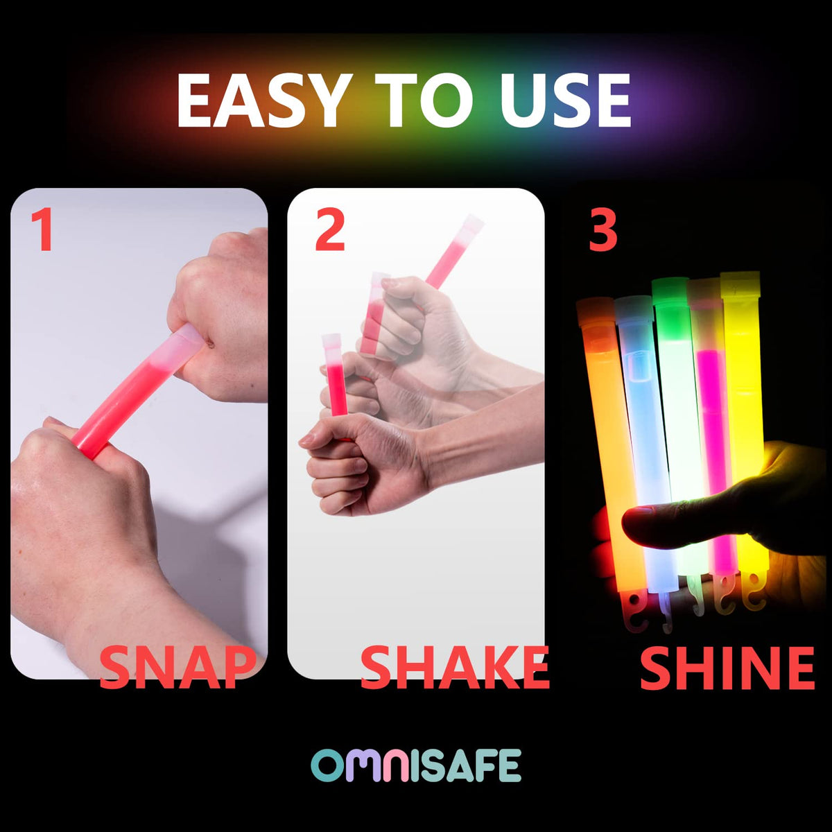 48 Ultra Bright Large Glow Sticks with 48 Black PE String, Multi Use Colourful 6 Inch Glowsticks