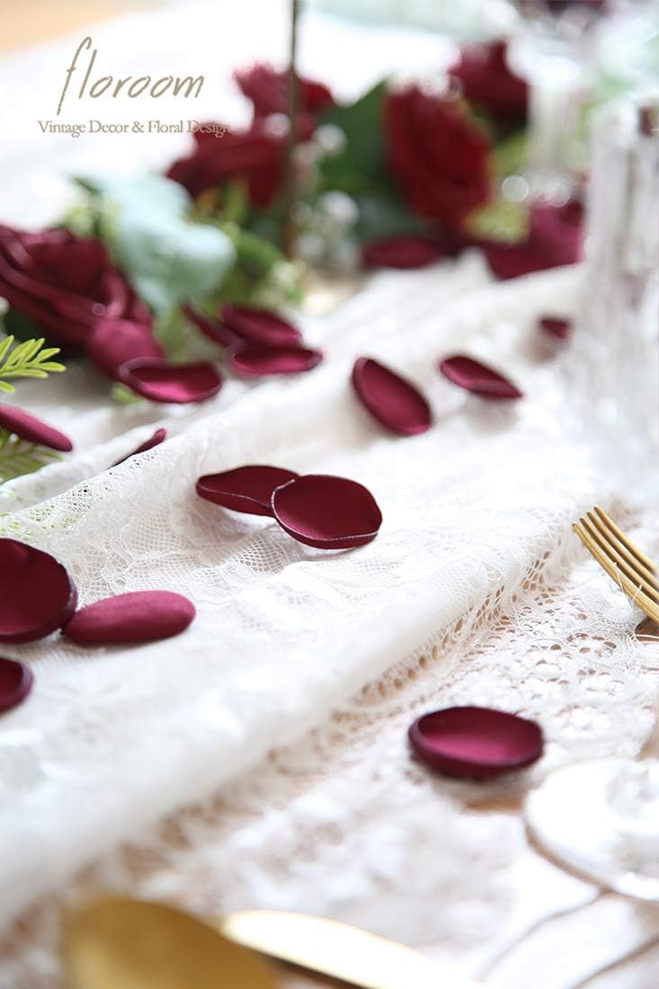 Floroom 300pcs Rose Petals Burgundy Faux Silk Flower Petals for Wedding Flower Girl Basket Aisle
