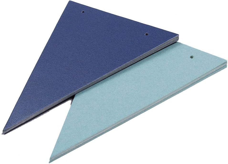 Dark Blue Light Blue Vintage Double Sided Triangle Flag Bunting Pennant Banner for Baby Birthday