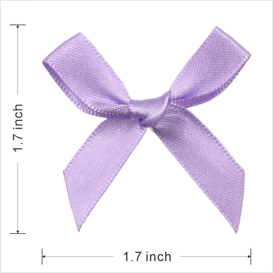 60pcs 1.7" Mini Lavender Ribbon Bows Decor – Small DIY Satin Light Purple Bows for Crafts, Little