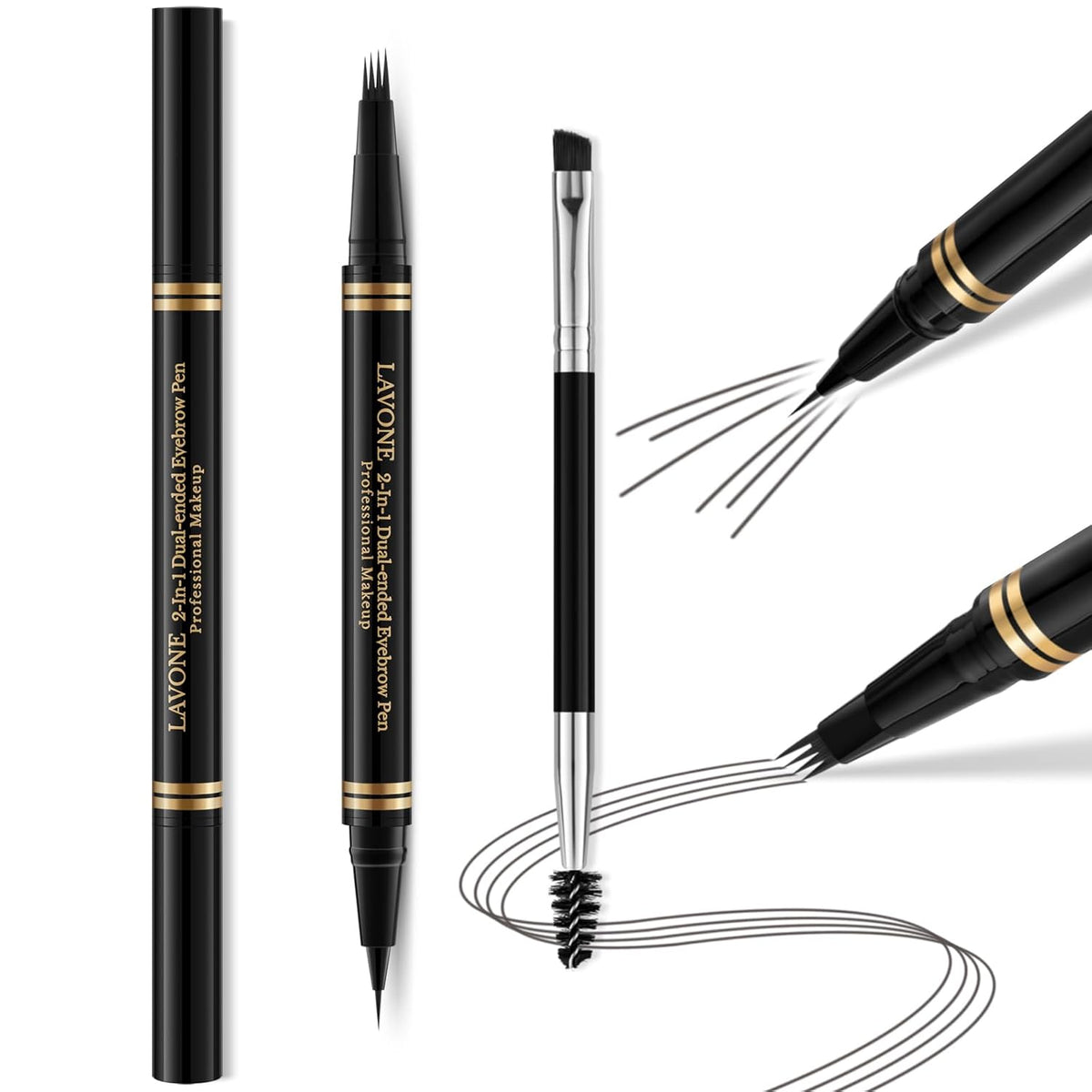 Eyebrow Pen,2-in-1 Waterproof Eyebrow Pencil with 4 Tip Microblading Brow Pen and Ultra-Precise