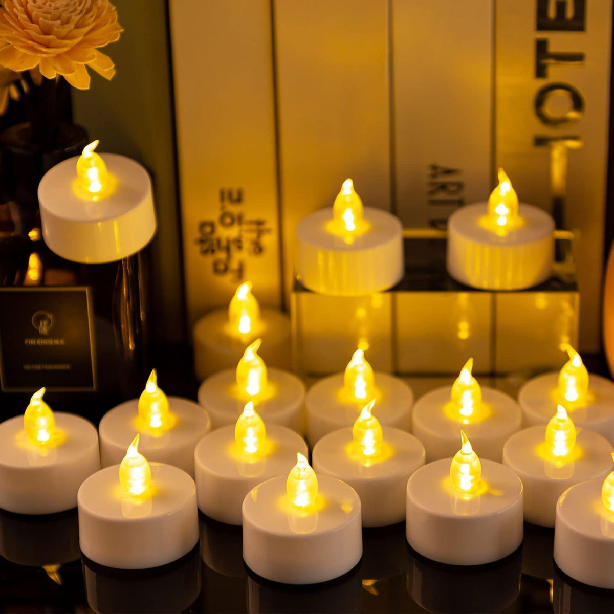 LED Tea Lights Candles- 150PACK Warm Yellow Flameless Candles Realistic and Bright Flickering Long