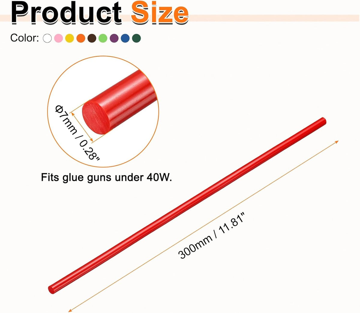HARFINGTON 10pcs Hot Glue Sticks 0.28" Dia x 11.81" Long EVA Mini Hot Melt Adhesive Glue Stick for