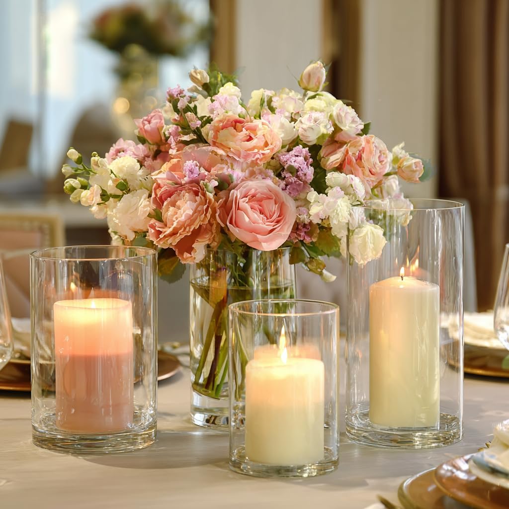 Glass Cylinder Vase for Set of 36 for Centerpieces, 4,4,5 inch Tall Clear Cylinder Vase Bulk