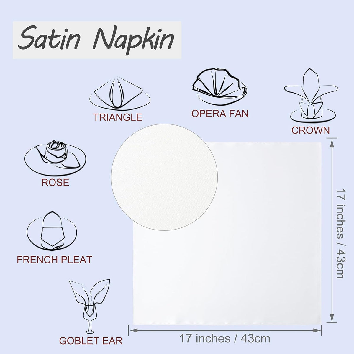 Horbaunal 16 Pack Ivory Satin Napkins 17 x 17 Inch, Square Silky Cloth Napkins, Soft Table Napkins