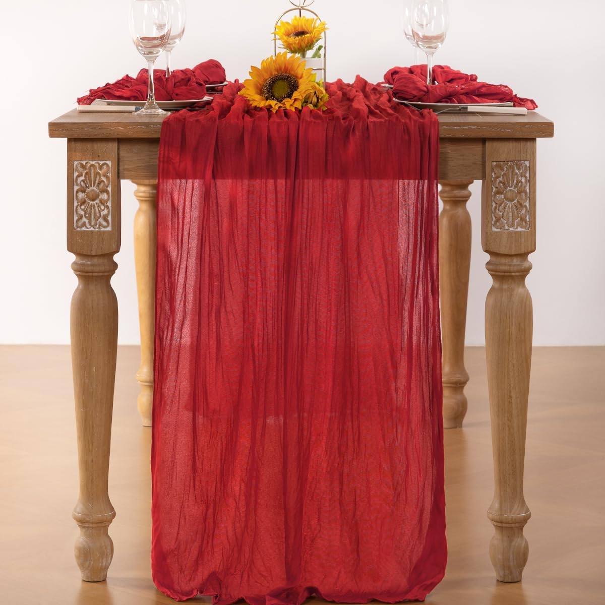 Red Cheesecloth Table Runner 6 Pack Fall Table Runners Boho Gauze 120 Inches Red Cheese Cloth Fall