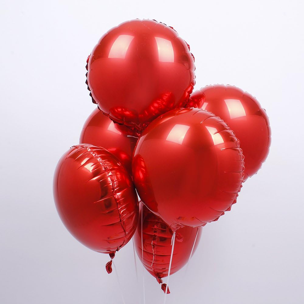 18" Red Round Shaped Foil Balloons Mylar Helium Balloons for Birthday Party Wedding Baby Shower