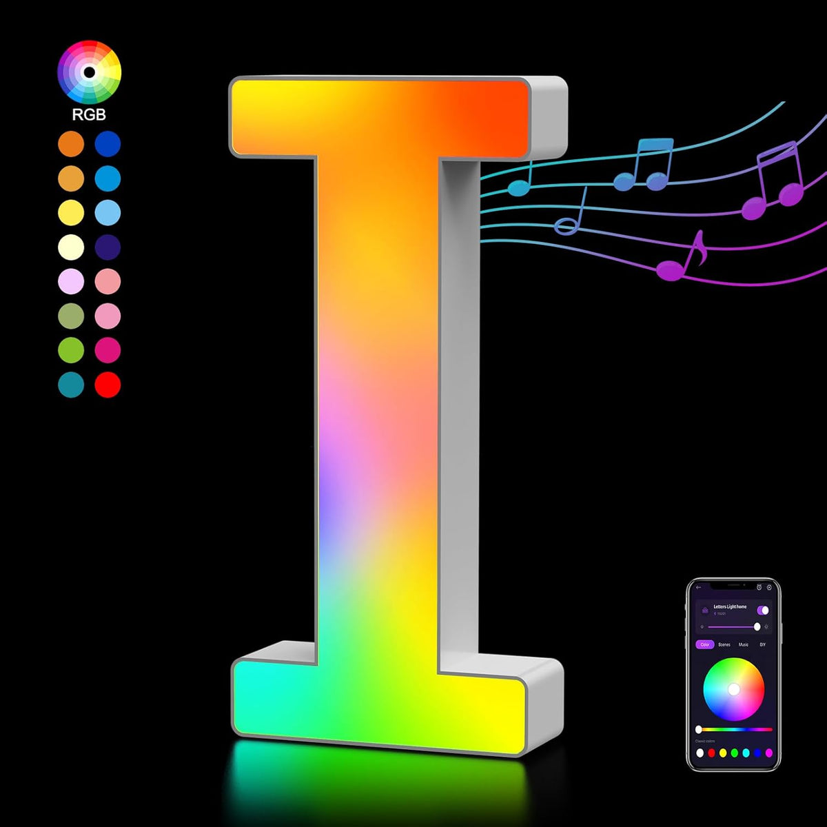 OJQ Light Up Letters LED Letter - Marquee Letters Room Decor Alphabet Letter Music Sync Color