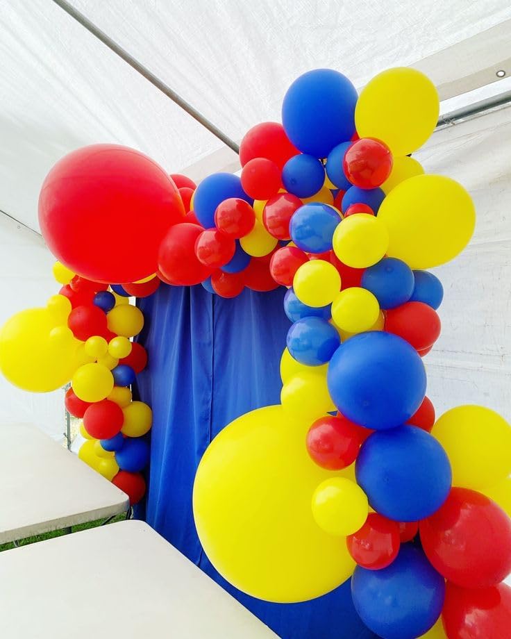 Red Yellow Blue Balloons, 50 Pcs Carnival Circus Party Balloons, 12 Inch Royal Light Blue mattee