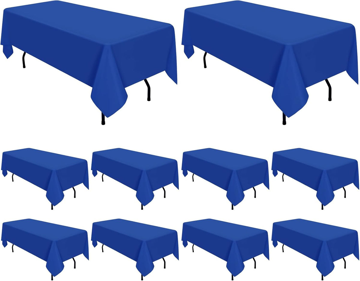 10 Pack Royal Blue Tablecloth 60 x 126 Inch Polyester Table Cloth for 8 Ft Rectangle Tables, Stain