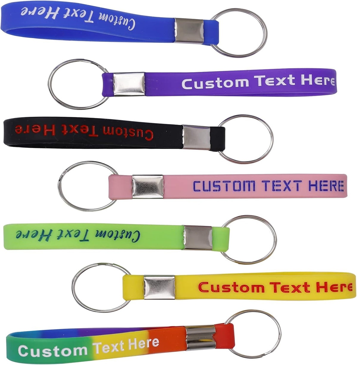 50 Custom Keychains Silicone Personalized Keyrings Customized Bulk for Events, Awareness