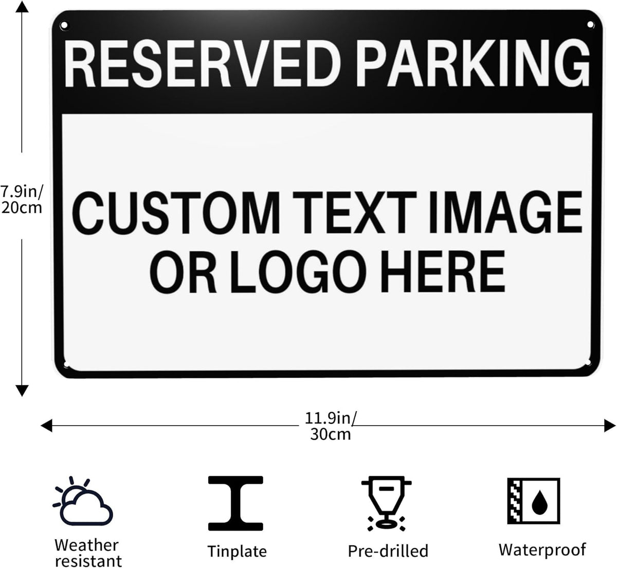 Custom Reserved Parking Metal Sign for Outside Personalized Signs with Photo Text or Logo for