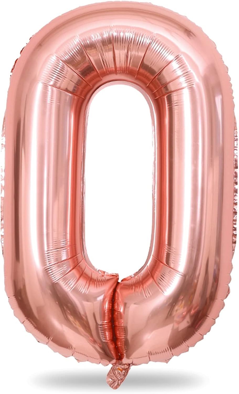 40" Rose Gold Number 0 Balloon for Girls, Large Self Inflating Helium Foil Number Balloons Set 0-9