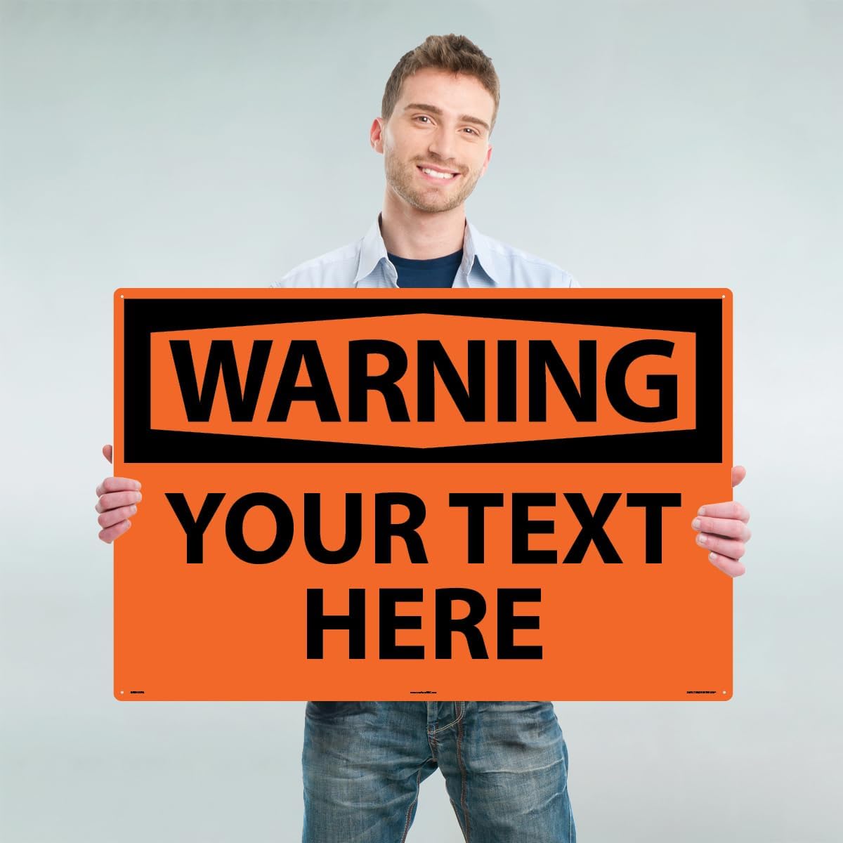Custom OSHA Style Warning Sign 24" x 36" Aluminum Sign, Customizable "Your Text Here", by