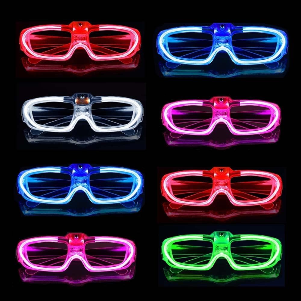 25 Packs LED Glasses Mardi Gras Party Supplies ,5 Neon Colors,3 Light Modes Light up Glow Sticks
