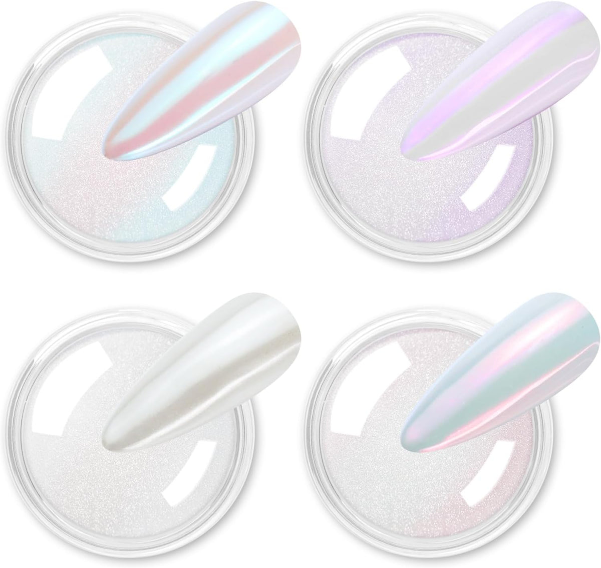 Allstarry Chrome Nail Powder 4 Colors Iridescent Aurora Powder Metallic Mirror Effect Pigment