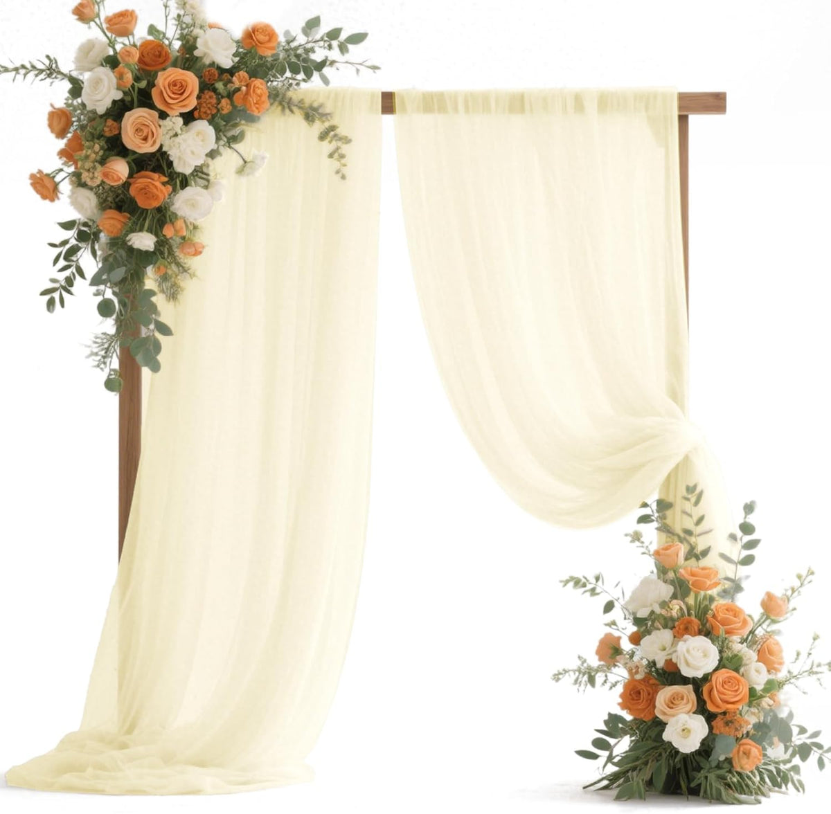 VOK Wedding Arch Draping Fabric Chiffon Fabric, 29in x 18Ft 2 Panels Sheer Chiffon Outdoor Curtain