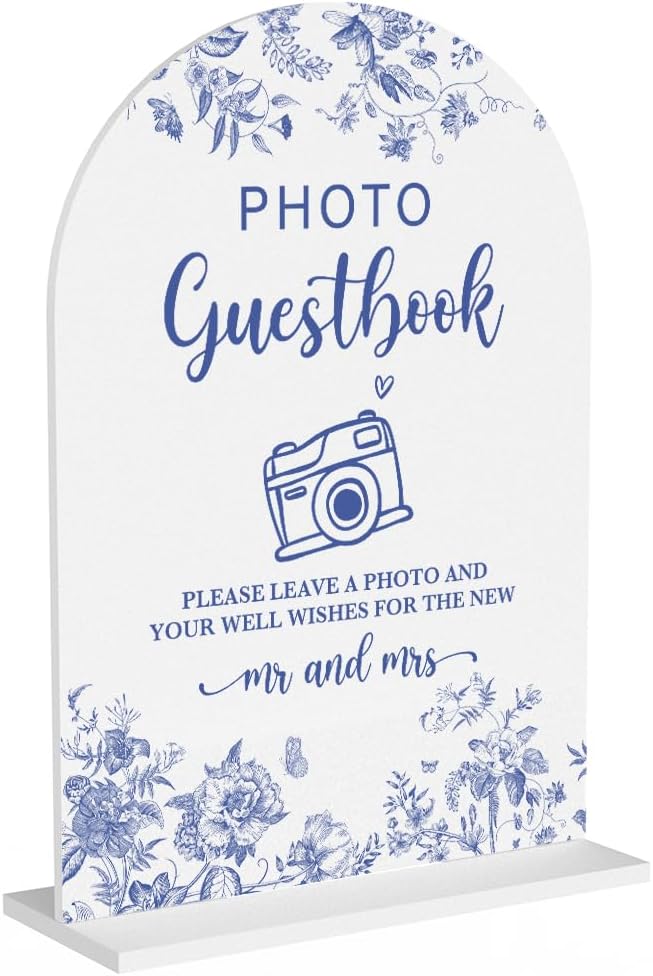 Acrylic Wedding Signs, Dusty Blue Wedding Decor, Blue Weddings Decor, Photo Guestbook Signs for