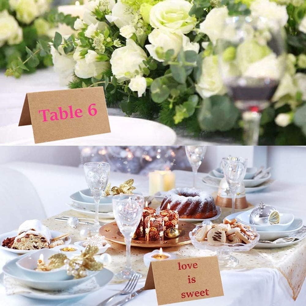 10Pcs Wood Place Card Holder Rustic Wood Table Numbers Holder with 20Pcs Kraft Table Place Cards