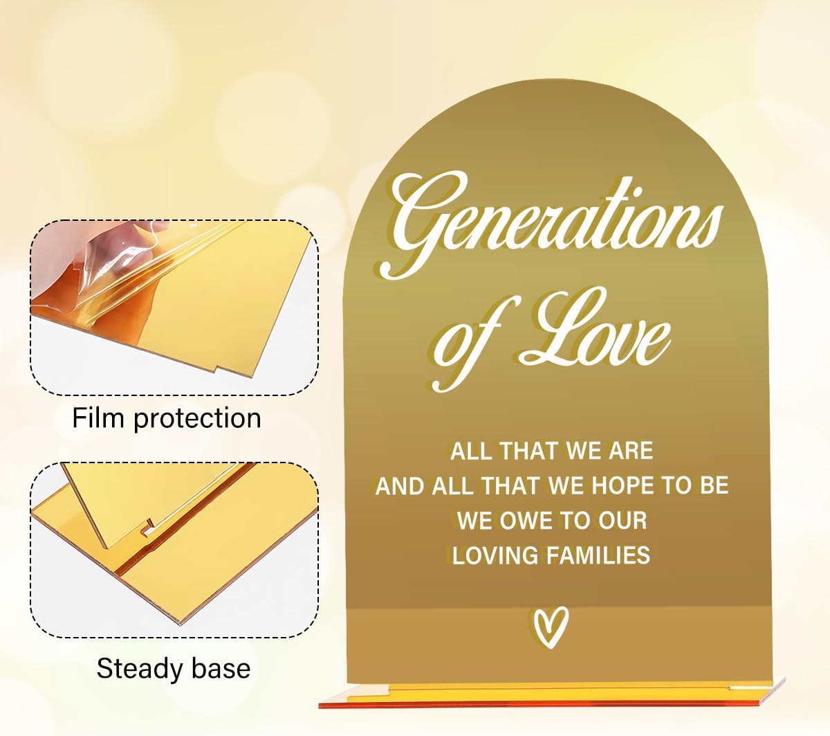 Acrylic Wedding Sign, Bridal Shower Decorations, Generations of Love Sign for Ceremony, Modern Font