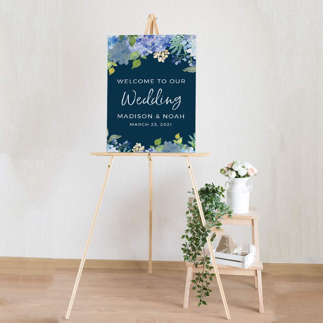 Andaz Press Personalized Extra Large Wedding Easel Board Party Sign, 12x18-inch, Baby Blue
