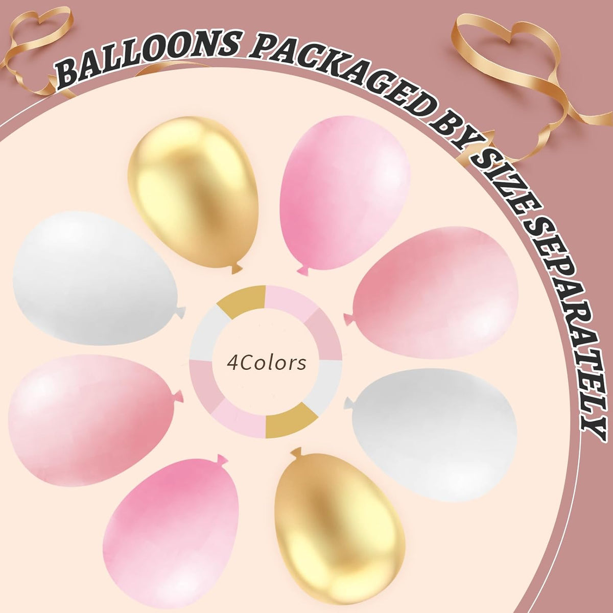 412Pcs Pink and White Balloons Arch Kit,18 12 10 5 Inch Pink and Gold Balloon Garland Pastal Pink
