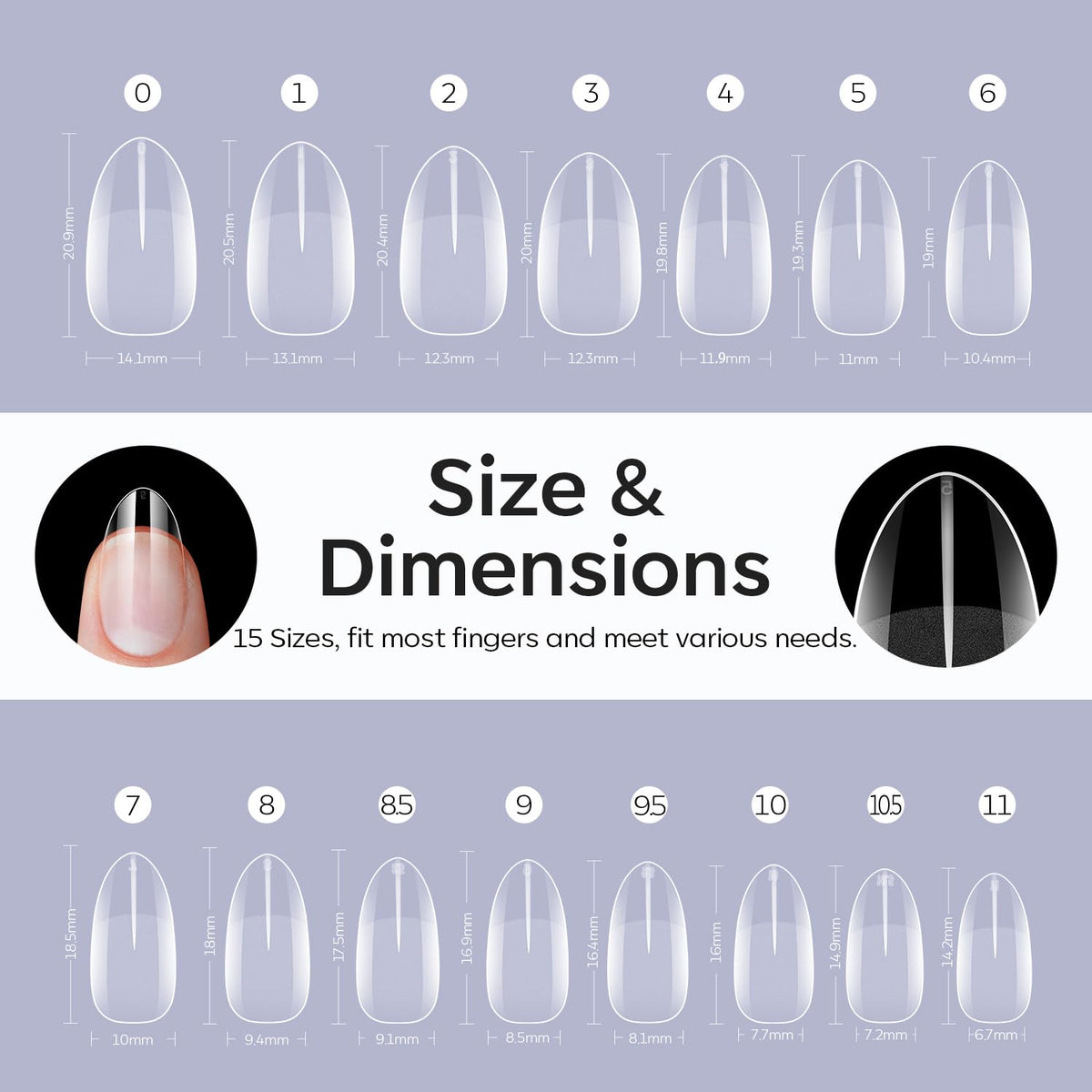Modelones Short Almond Fake Nail Tips - 510Pcs Gel Tips Pre-shaped Half Matte Full Cover Clear