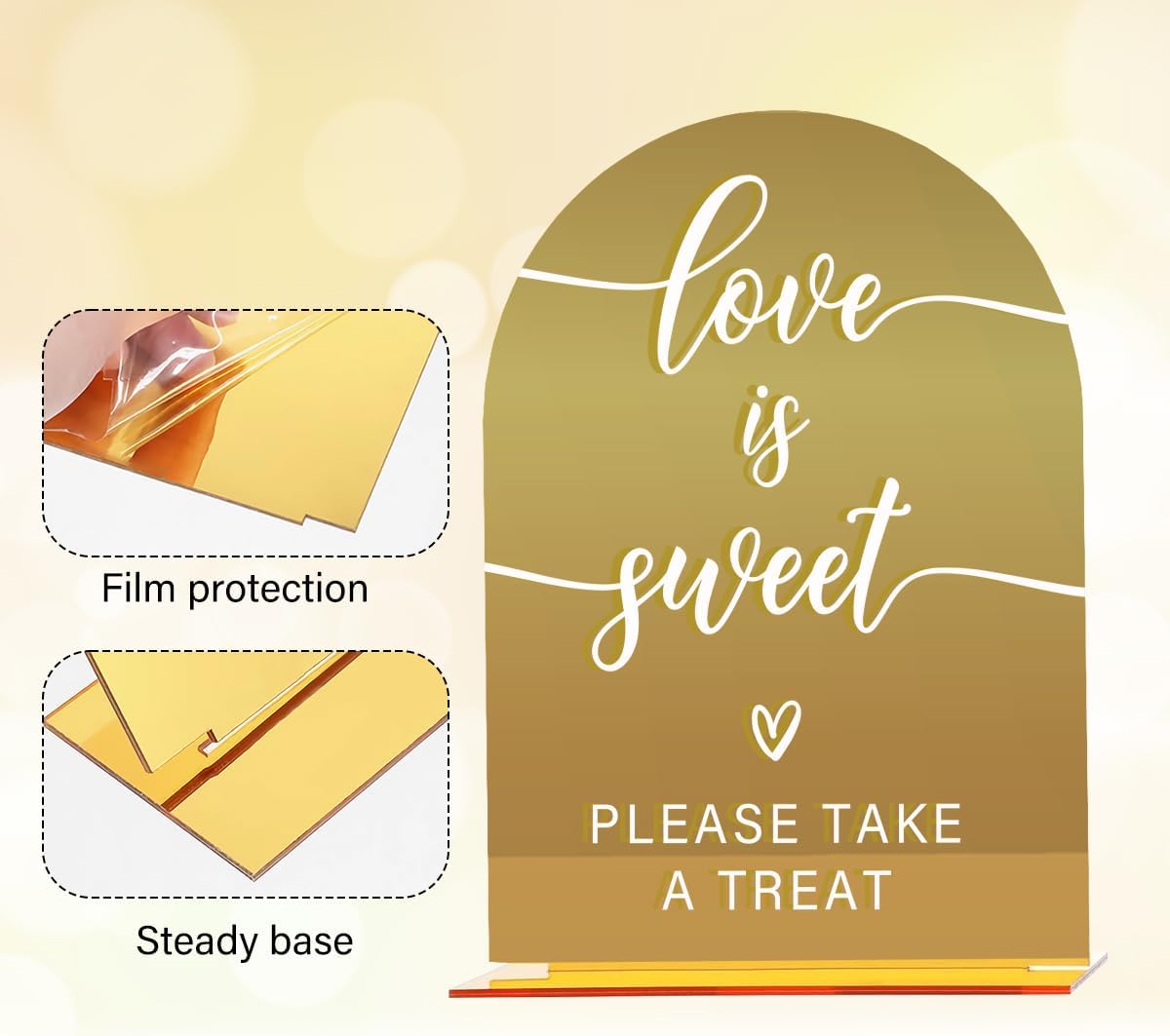 Acrylic Wedding Sign, Bridal Shower Decorations, Love is Sweet Sign for Ceremony, Modern Font Table