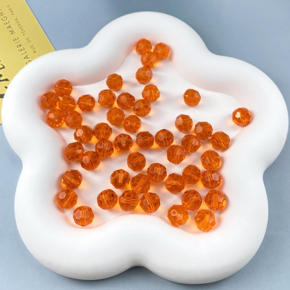 200 PCS 6mm Crystal Glass Beads Round Multiple Faceted Loose Spacer Glass Beads for DIY Handcrafte