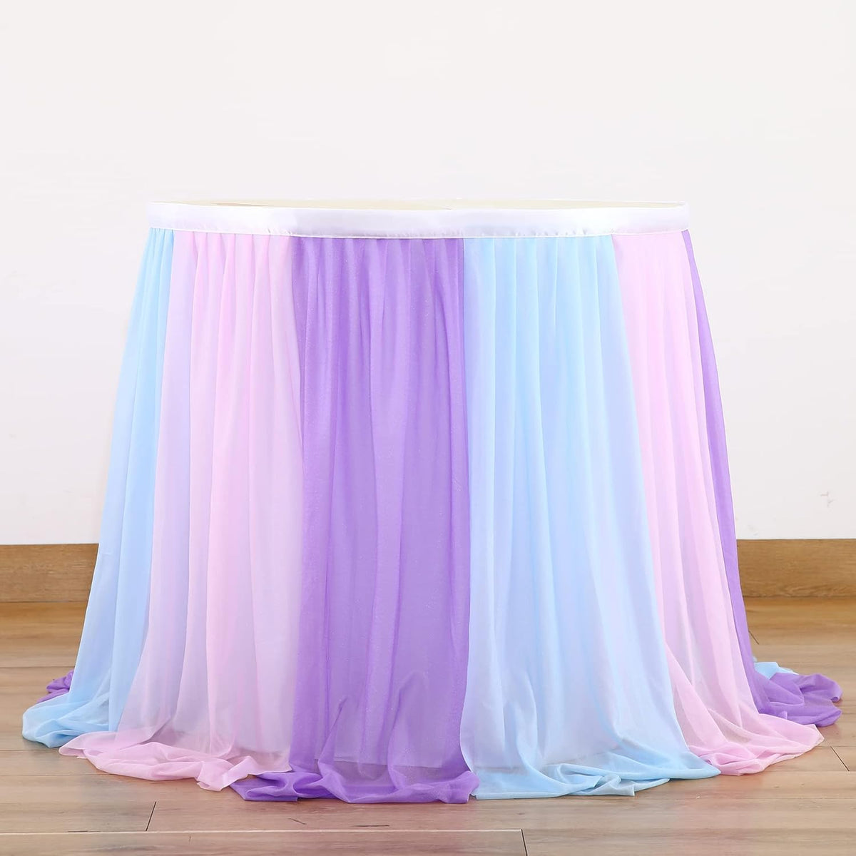 6ft Pink Blue Purple Tulle Table Skirts for Mermaid Baby Shower Birthday Party Wedding Pastel Tutu