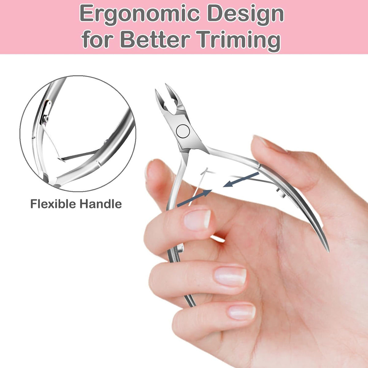 Cuticle Trimmer Cuticle Nippers, Durable Cuticle Cutter, Salon Toe Nail Cuticle Clippers, Stainless