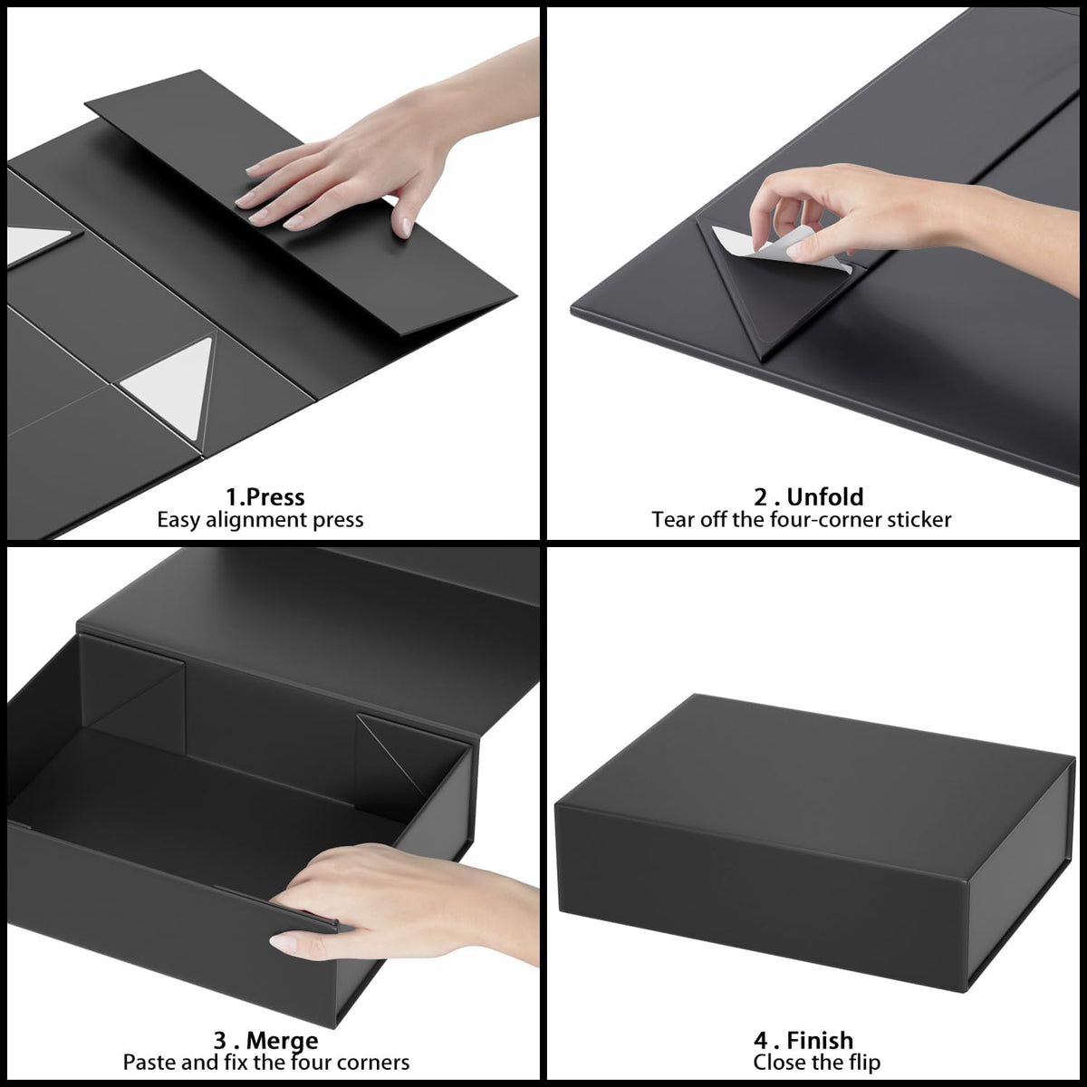 Black Gift Box 11.9" x 8.5" x 3.3" with Magnetic Closure Lid Gifts Boxe for Presents,Bridesmaid
