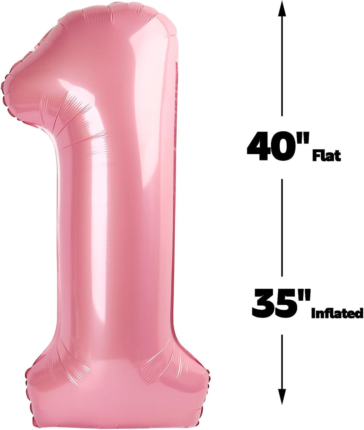 Pearlescent Pink Number 1 Balloon 40 inch, Number 1 Birthday Balloons for Boy Girl, Pearl Pink Foil
