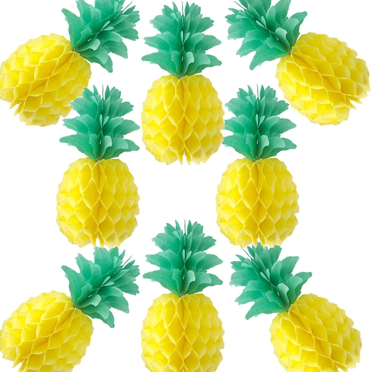 10inch Paper Pineapple Honeycomb Decorations 8pcs Tissue Party Pineapple Centerpieces Hanging