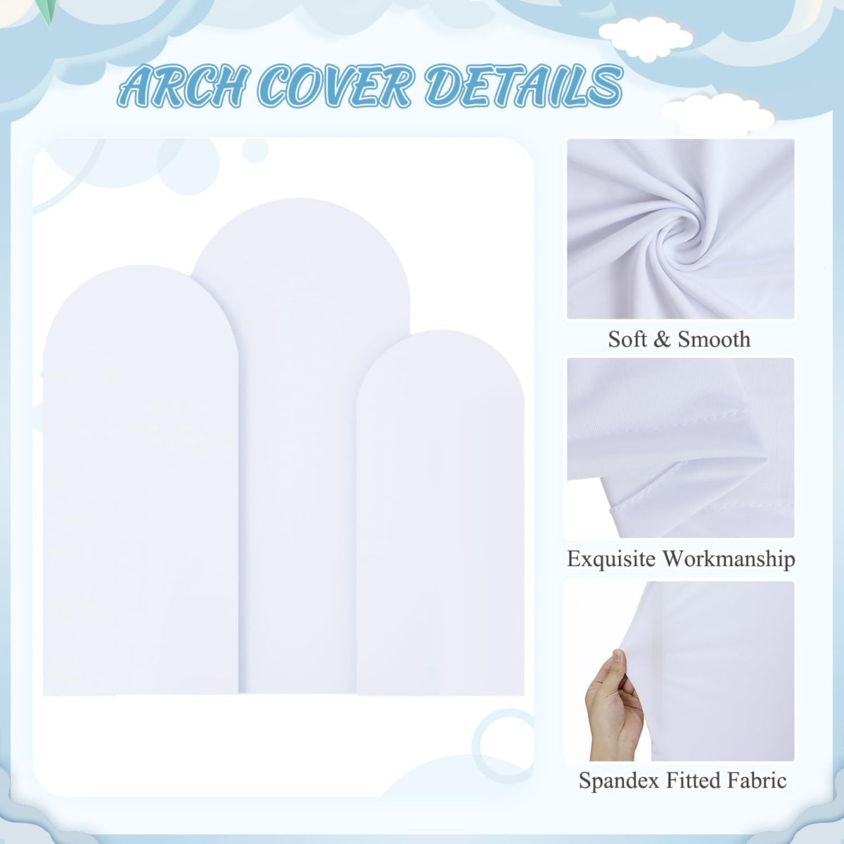 FOTSHARER Arch Stand and Cover Set 7.2FT 6.6FT 6FT Gold Wedding Backdrop Stand White Backdrop Cover