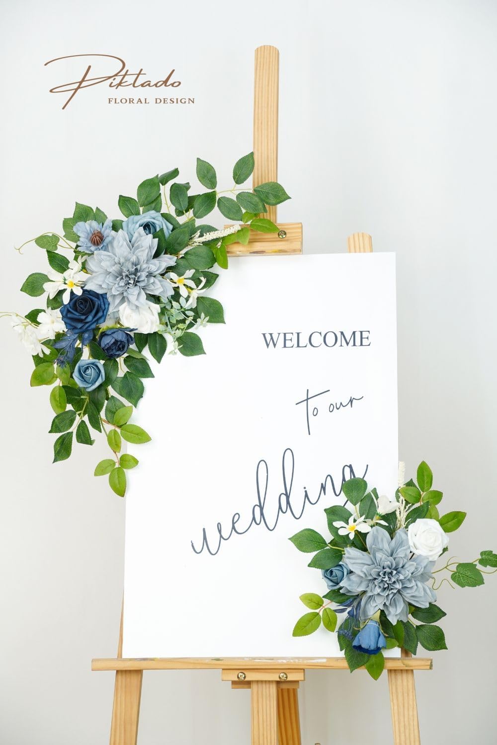 Wedding decor (pack of 2) Welcome Sign Flower Backdrop Garland For Ceremony Reception Wall Easel