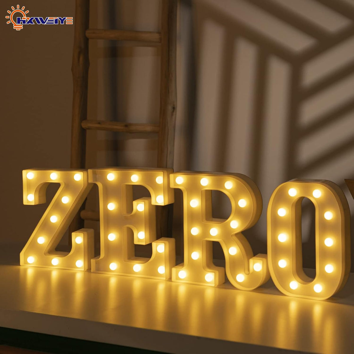 HXWEIYE LED Marquee Letters Lights Sign Z, 26 Alphabet & Number 0-9 Warm White Led Letters for Bar